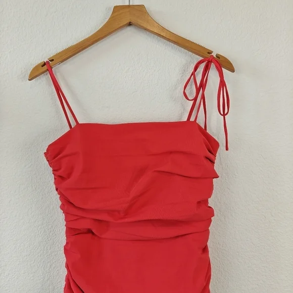 Cinq A Sept Zoey Spaghetti Strap Square Neck Ruffle Red Blouse Size XS - Picture 6 of 15